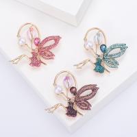 Rhinestone Zinc Alloy Brooch, with Plastic Pearl, Spirit, gold color plated, fashion jewelry & for woman & enamel & with rhinestone 