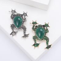 Rhinestone Zinc Alloy Brooch, with Glass, Frog, plated, fashion jewelry & Unisex & enamel & with rhinestone 