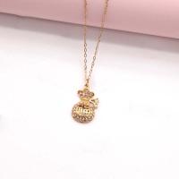 Titanium Steel Jewelry Necklace, Vacuum Ion Plating, fashion jewelry & for woman & with rhinestone & hollow, golden, nickel, lead & cadmium free Approx 45 cm 