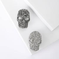 Rhinestone Zinc Alloy Brooch, Skull, plated, fashion jewelry & for woman & with rhinestone & hollow 