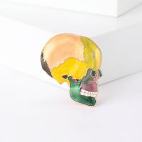 El esmalte Broche, aleación de zinc, Calavera, chapado en color dorado, Joyería & para mujer, color mixto, 33x37mm, Vendido por UD