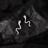 Sterling Silver Stud Earring, Argent sterling 925, serpent, bijoux de mode & pour femme, 12mm, Vendu par paire