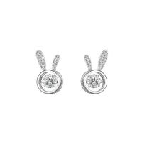 Silver Earring Zircon pavent Sterling, Argent sterling 925, lapin, bijoux de mode & pavé de micro zircon & pour femme Vendu par paire