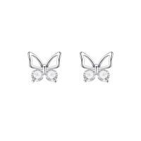 Silver Earring Zircon pavent Sterling, Argent sterling 925, papillon, bijoux de mode & pavé de micro zircon & pour femme Vendu par paire