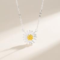 Collier de bijoux en argent , Argent sterling 925, avec 1.97inch chaînes de rallonge, margueritepâquerette, bijoux de mode & pour femme Environ 15.74 pouce, Vendu par PC