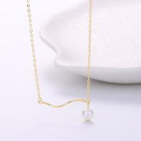 Collar de la joyería de plata esterlina, Plata de ley 925, con Perlas plásticas, con 1.97inch extender cadena, chapado, para mujer, más colores para la opción, longitud:aproximado 15.74 Inch, Vendido por UD