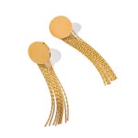 Moda flecos pendientes, acero inoxidable 304, Recubrimiento iónico al vacío, Joyería & para mujer, dorado, 15.8x61mm, Vendido por Par