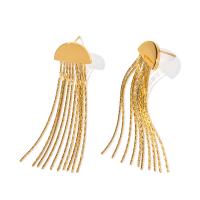 Moda flecos pendientes, acero inoxidable 304, Recubrimiento iónico al vacío, Joyería & para mujer, dorado, 16x56mm, Vendido por Par