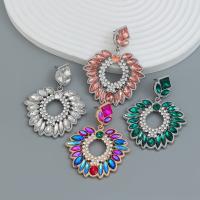 Boucle d'oreille de zinc alliage strass goutte, alliage de zinc, bijoux de mode & pour femme & avec strass, plus de couleurs à choisir Vendu par paire