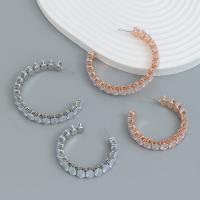 Pendientes de Perno de Aleación de Zinc, diverso tamaño para la opción & micro arcilla de zirconia cúbica & para mujer, más colores para la opción, 58*56mm,47*48mm, Vendido por Par