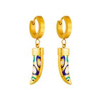 Boucles d'oreilles en acier titane, Plaqué or 18K, bijoux de mode & pour femme & émail, doré, 40mm,20*8mm, Vendu par paire