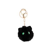 bijoux de porte-clés en Alliage de zinc, Peluche, avec alliage de zinc, chat, Placage de couleur d'or, Mignon & pour femme, plus de couleurs à choisir Vendu par PC