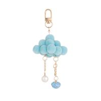 bijoux de porte-clés en Alliage de zinc, Peluche, avec perle de plastique & alliage de zinc, Nuage, Placage de couleur d'or, pour femme, plus de couleurs à choisir Vendu par PC