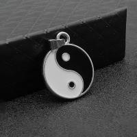 Zinc Alloy Enamel Pendants, Round, DIY, black Approx 