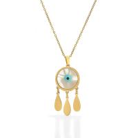 Collier Evil Eye bijoux, Acier titane, avec coquille, Placage, pour femme & émail, Or, Vendu par PC