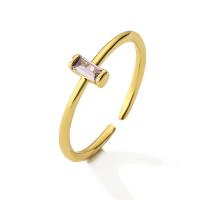 Cubic Zircon Brass Finger Ring, real gold plated, micro pave cubic zirconia & for woman 