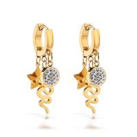 Boucles d'oreilles en acier titane, Placage, pavé de micro zircon & pour femme, plus de couleurs à choisir, Vendu par paire