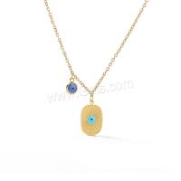 Collier Evil Eye bijoux, Acier titane, avec turquoise, avec 5CM chaînes de rallonge, Placage, styles différents pour le choix & pour femme & émail, Or Environ 39 cm, Vendu par PC