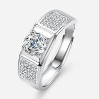 Cubic Zirconia Micro Pave Sterling Silver Finger Ring, 925 Sterling Silver, with Moissanite, fashion jewelry & micro pave cubic zirconia & for man, US Ring 