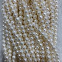 Natural Freshwater Pearl Loose Beads, Slightly Round, DIY, white, 6mm Approx 37 cm 