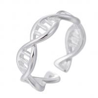 Messing Fingerring, silberfarben plattiert, Modeschmuck & für Frau, Silberfarbe, 17mm, verkauft von PC