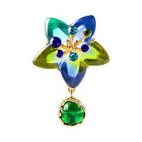 Rhinestone Zinc Alloy Brooch, with Lampwork, Flower, gold color plated, vintage & fashion jewelry & for woman & with rhinestone, mixed colors 