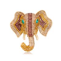 Rhinestone Zinc Alloy Brooch, Elephant, gold color plated, vintage & fashion jewelry & Unisex & with rhinestone 