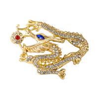 Rhinestone Zinc Alloy Brooch, Dragon, gold color plated, vintage & fashion jewelry & Unisex & with rhinestone, mixed colors 