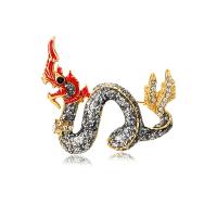 Rhinestone Zinc Alloy Brooch, Dragon, gold color plated, fashion jewelry & Unisex & enamel & with rhinestone 