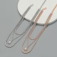 Collier de mode Multi couche, alliage de zinc, avec 5.59inch chaînes de rallonge, trois couches & pour femme & avec strass, plus de couleurs à choisir Environ 12.24 pouce, Vendu par brin