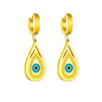 Evil Eye Earrings, Titanium Steel, plated, fashion jewelry & for woman, golden 