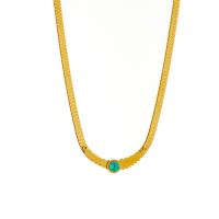 Collier de bijoux de titane, Acier titane, avec turquoise, Placage, bijoux de mode & pour femme, doré Environ 15.75 pouce, Vendu par brin