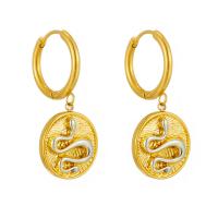 Boucles d'oreilles en acier titane, Plaqué or 18K, bijoux de mode & pour femme, doré, 34mm, Vendu par paire