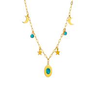 Collier de bijoux de titane, Acier titane, avec turquoise, Placage, bijoux de mode & pour femme, doré Environ 15.75 pouce, Vendu par brin