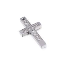 Stainless Steel Cross Pendants, 304 Stainless Steel, Vacuum Ion Plating, DIY & with rhinestone 