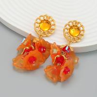 Resin Zinc Alloy Earring, with Resin, Flower, fashion jewelry & for woman 