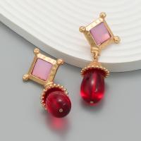 Resin Zinc Alloy Earring, with Resin, plated, fashion jewelry & for woman 