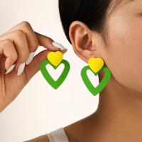 Zinc Alloy Drop Earring, Heart, painted, fashion jewelry & for woman 