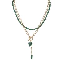 Collier de mode Multi couche, Acier inoxydable 304, avec résine, Plaqué d'or 14K, styles différents pour le choix & pour femme, Vendu par PC