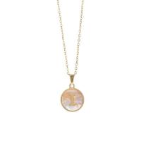 Collier de coquillages, Acier inoxydable 304, avec coquille blanche, Rond, Placage de couleur d'or, bijoux de mode & lettres sont de A à Z & pour femme, deux couleurs différentes cm, Vendu par PC