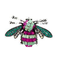 Rhinestone Zinc Alloy Brooch, Bee, silver color plated, fashion jewelry & Unisex & can be used as brooch or pendant & with rhinestone, mixed colors 