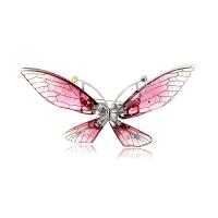 Rhinestone Zinc Alloy Brooch, with Acrylic, Butterfly, silver color plated, fashion jewelry & gradient color & for woman & with rhinestone 