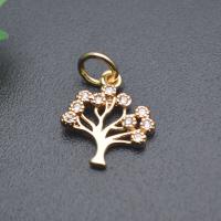 Colgante de Micro Pavé de Zirconía Cúbica, metal, Árbol, chapado en color dorado, Bricolaje & micro arcilla de zirconia cúbica, 12mm, Vendido por UD