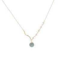 Collar de la joyería de plata esterlina, Plata de ley 925, con Shell Pearl & Hetian Jade, con 1.97inch extender cadena, chapado en color dorado, para mujer, longitud:aproximado 15.74 Inch, Vendido por UD