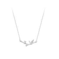 Zircon cubique Micro Pave collier en argent sterling, Argent sterling 925, bambou, bijoux de mode & pavé de micro zircon & pour femme Environ 17.32 pouce, Vendu par PC