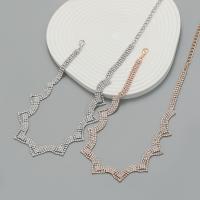 Collar de aleación de cinc con diamantes de imitación, aleación de zinc, con 5.5inch extender cadena, Joyería & para mujer, más colores para la opción, longitud:aproximado 15.7 Inch, Vendido por UD