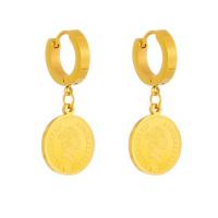 Boucles d'oreilles en acier titane, Plaqué or 18K, bijoux de mode & pour femme, doré, 30mm, Vendu par paire