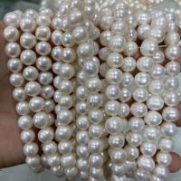 Natural Freshwater Pearl Loose Beads, Slightly Round, DIY, white, 9-10mm Approx 37 cm 