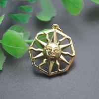 Brass Jewelry Pendants, Sun, gold color plated, DIY & hollow 