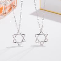 Collier de bijoux en argent , Argent sterling 925, avec 1.97inch chaînes de rallonge, Hexagram, bijoux de mode & pour femme Environ 15.74 pouce, Vendu par PC